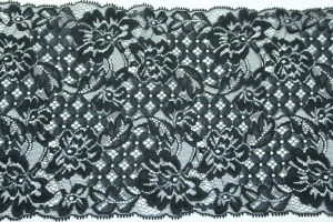 7 Inch Flat Double Edge Galloon Lace, Black (134 YARDS - FULL SPOOL) MADE IN USA